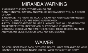 Metal Miranda Warning Card - Blue Shield Tactical Systems